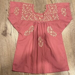 Embroidered Pink Women's Top
